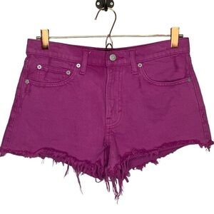 Women's Purple Frayed Hem Shorts